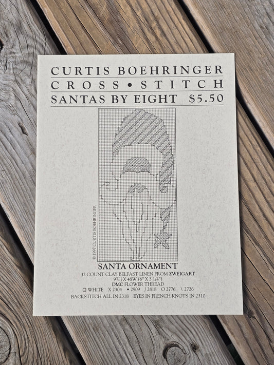 Curtis Boehringer - Santas by Eight - Santa Ornament - Cross Stitch Pattern