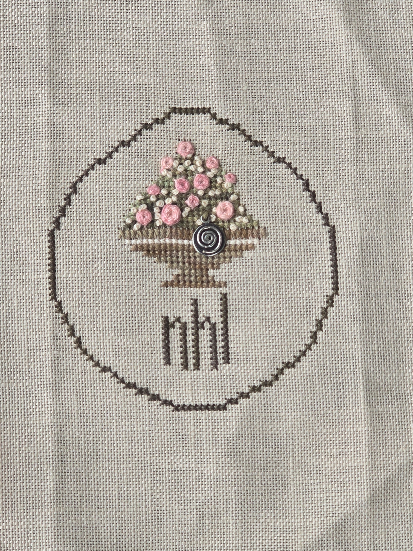 Flower Basket  - Completed Cross Stitch