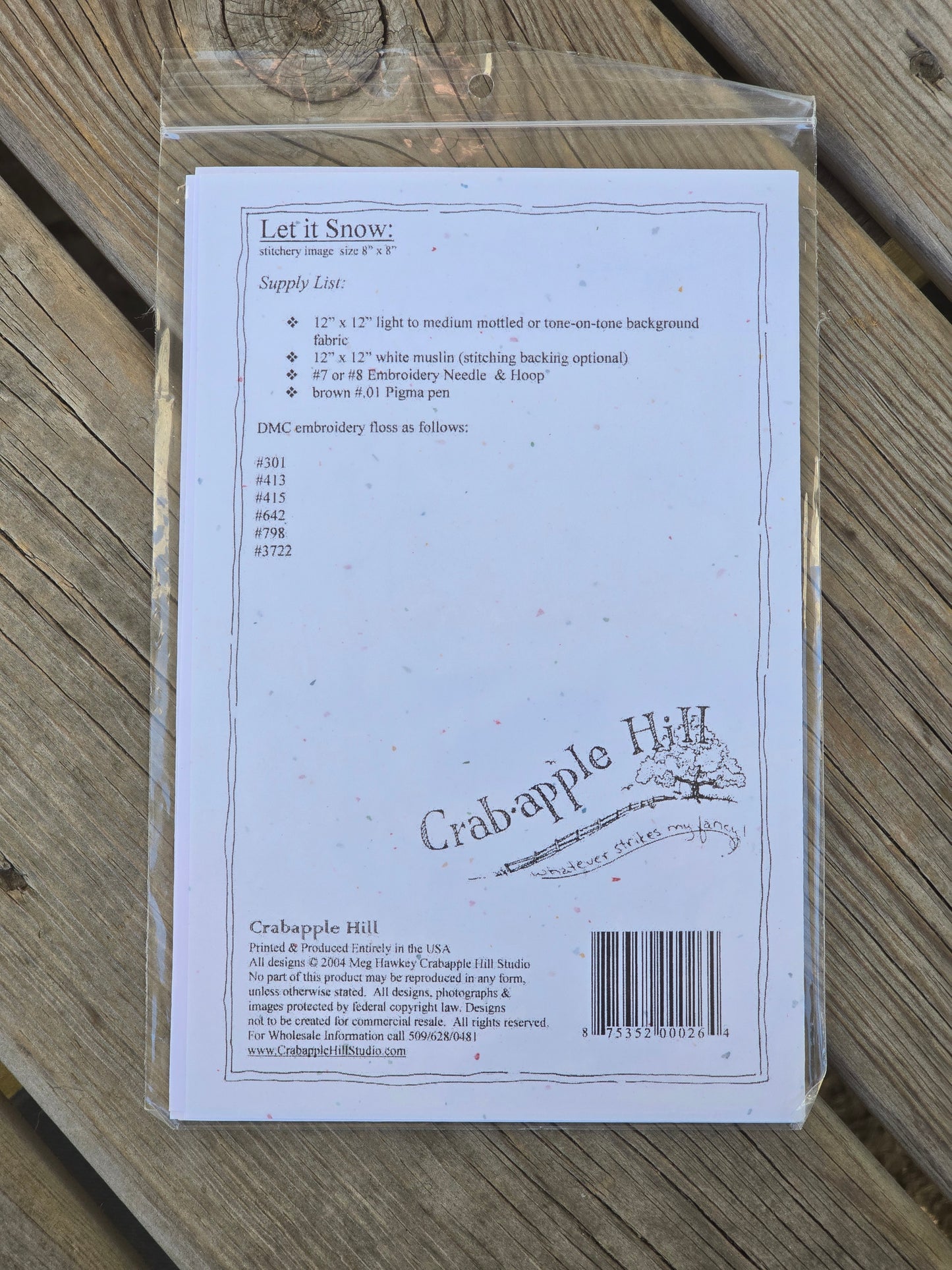 Crab-apple Hill - #401 - Let It Snow - Embroidery Pattern