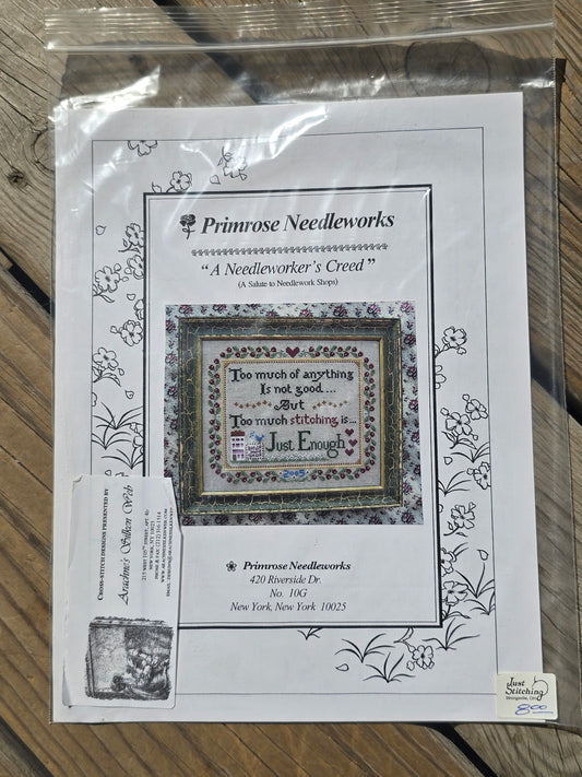 Primrose Needleworks - A Needleworker's Creed - Cross Stitch Pattern