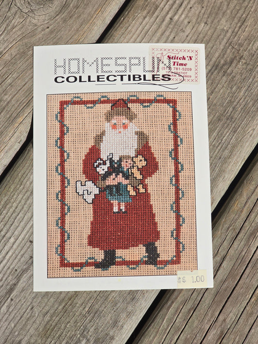 Homespun Collectibles - Santa with Three Toys - #28 - Cross Stitch Pattern