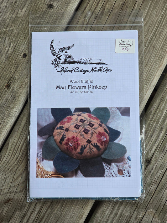 Island Cottage NeedleArts - May Flowers Pinkeep - Wool Stuffie - Cross Stitch Kit