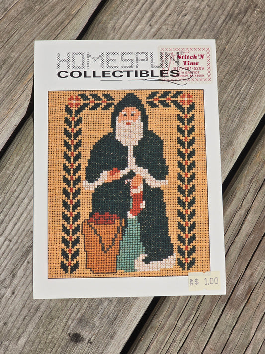 Homespun Collectibles - Santa in Green Jacket - #14 - Cross Stitch Pattern