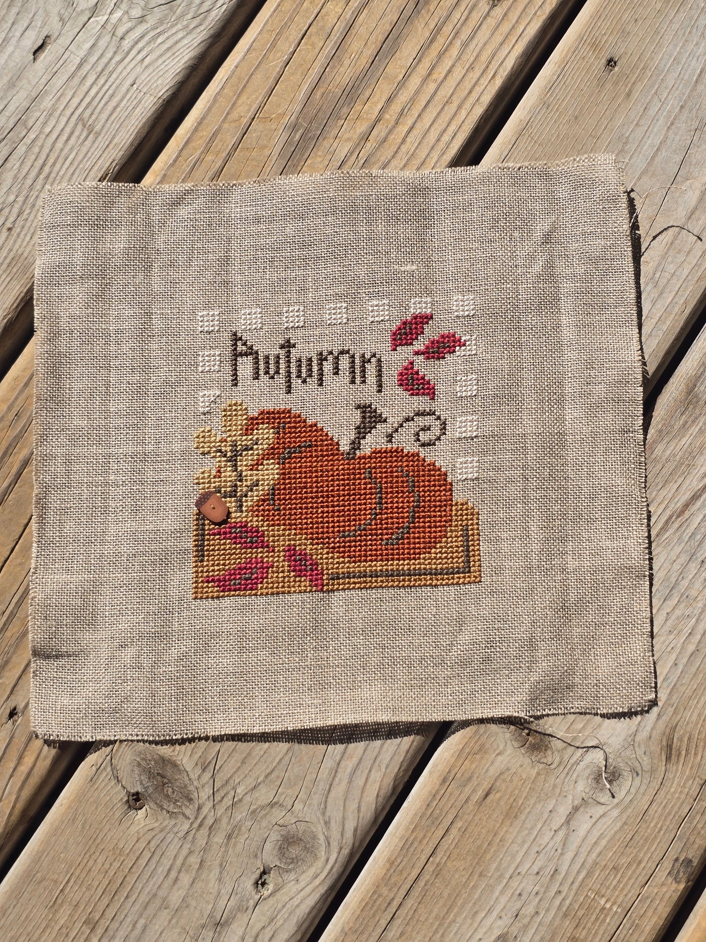 Bent Creek - Autumn Zipper - Completed Cross Stitch