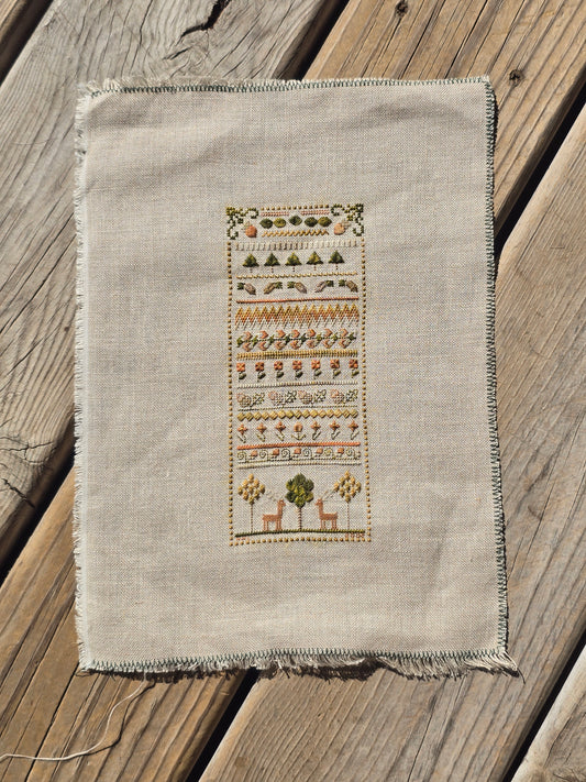 Deer and Flower Sampler - Completed Cross Stitch