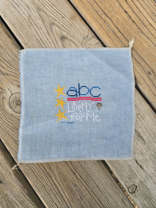 ABC Liberty For Me - Completed Cross Stitch