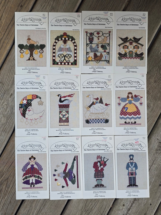 Heartstrings - The Twelve Days of Christmas - Set of Twelve - Cross Stitch Pattern
