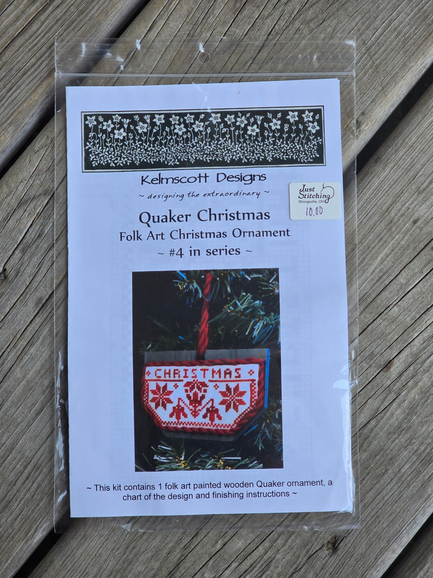Kelmscott Designs - Quaker Christmas - Folk Art Christmas Ornament - #4 in Series - Cross Stitch Pattern