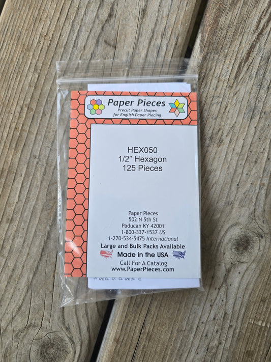 Paper Pieces - 1/2" Hexagon - 125 Pieces