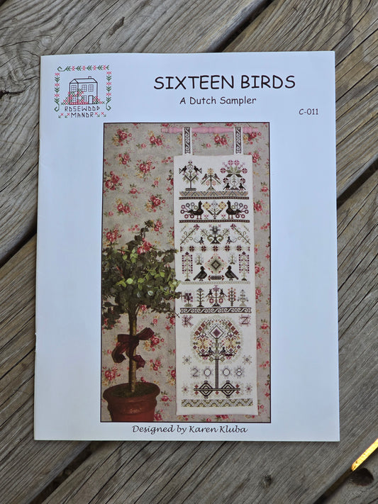 Rosewood Manor - Sixteen Birds - A Dutch Sampler - Partially Started Cross Stitch Kit