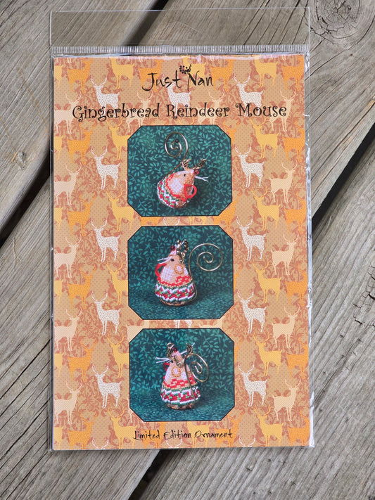 Just Nan - Gingerbread Reindeer Mouse - Limited Edition Ornament - Cross Stitch Kit