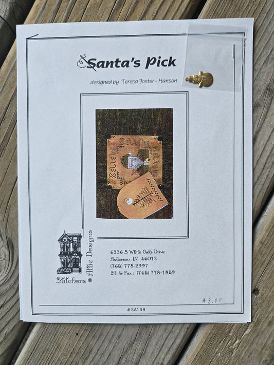 Stitchers Attic Designs - Santa's Pick - Cross Stitch Pattern with Charm