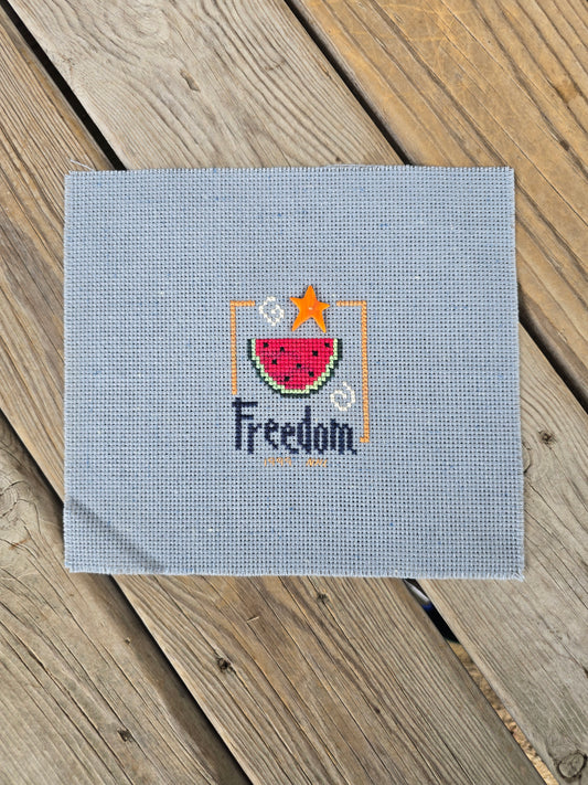 Lizzie Kate - Flip-It-Stamp July (Freedom - Red Watermelon) - Completed Cross Stitch