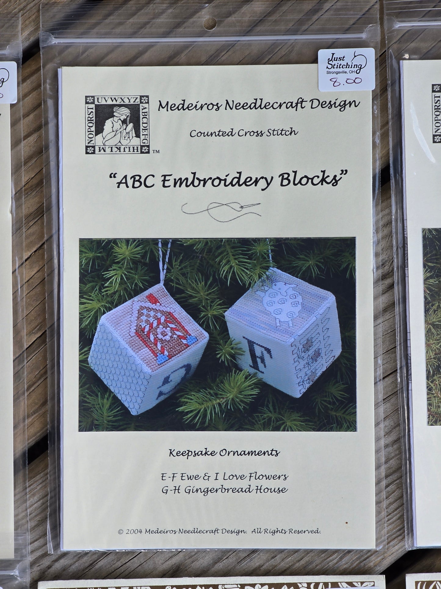 Medeiros Needlecraft Design - A-Z Embroidery Blocks (Set of 6) - Cross Stitch Pattern