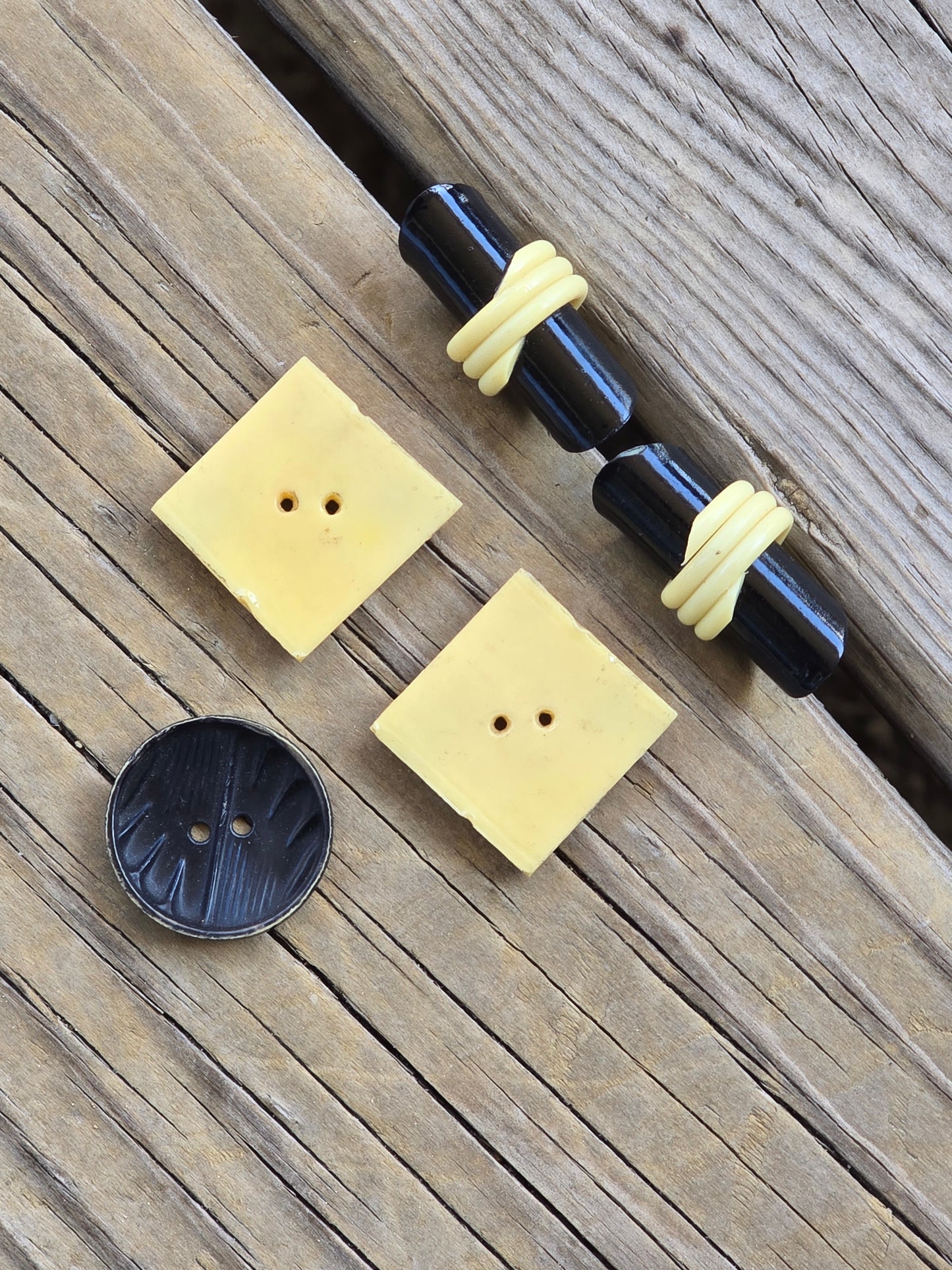 Black and Cream Celluloid and Bakelite Buttons