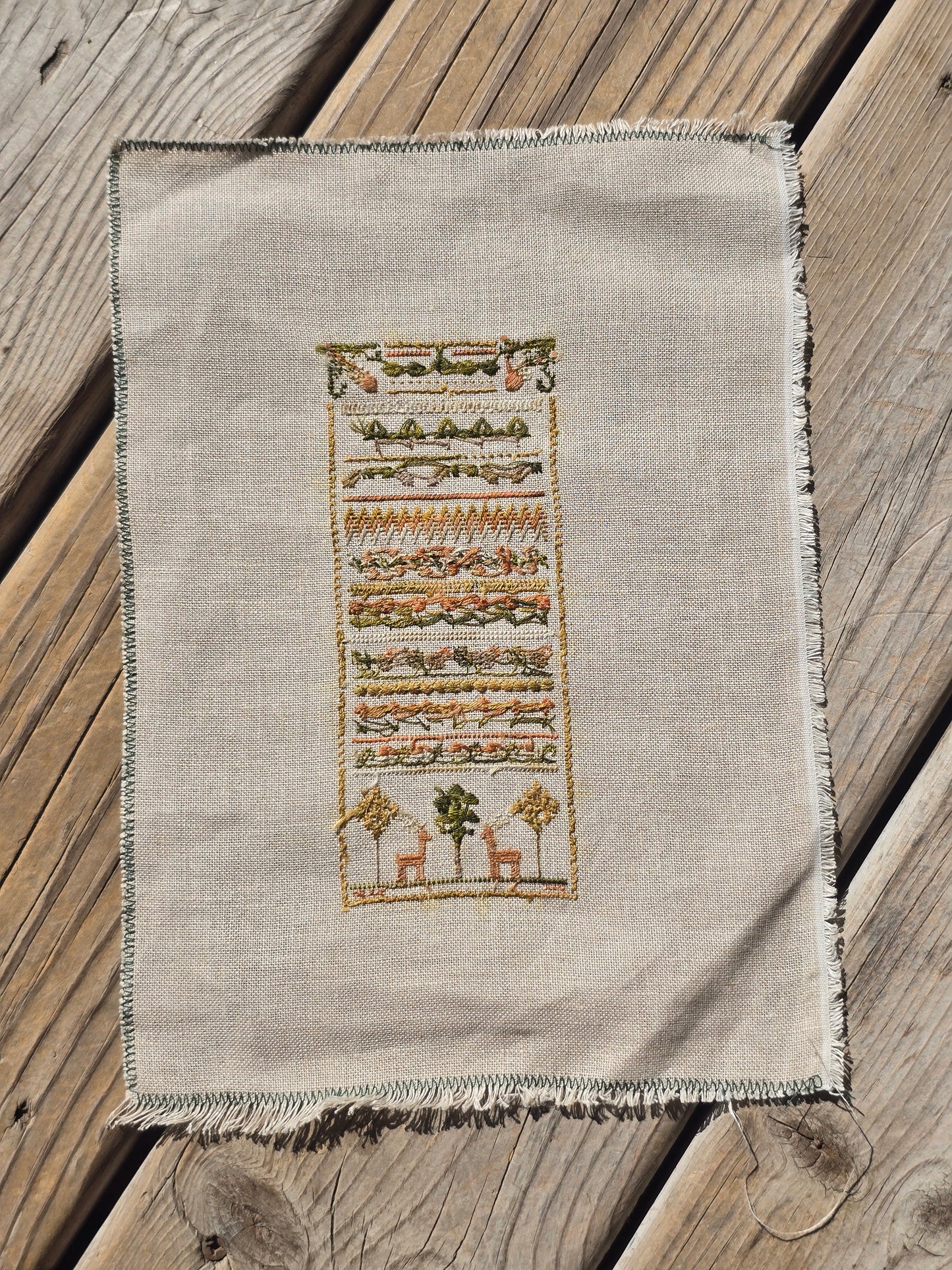 Deer and Flower Sampler - Completed Cross Stitch