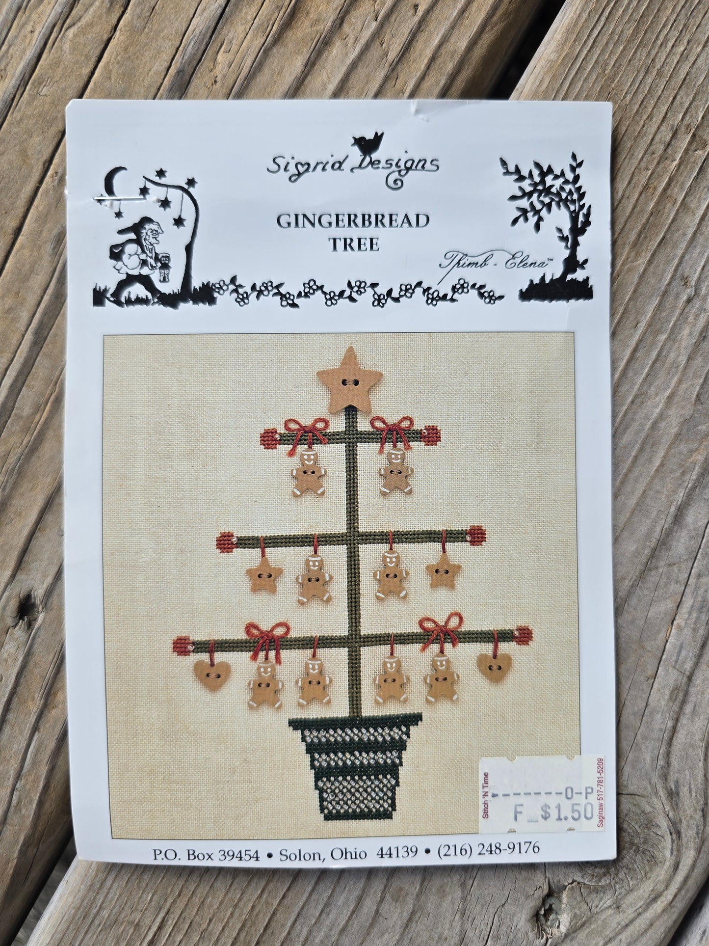 Sigrid Designs - Gingerbread Tree - Cross Stitch Pattern with Buttons