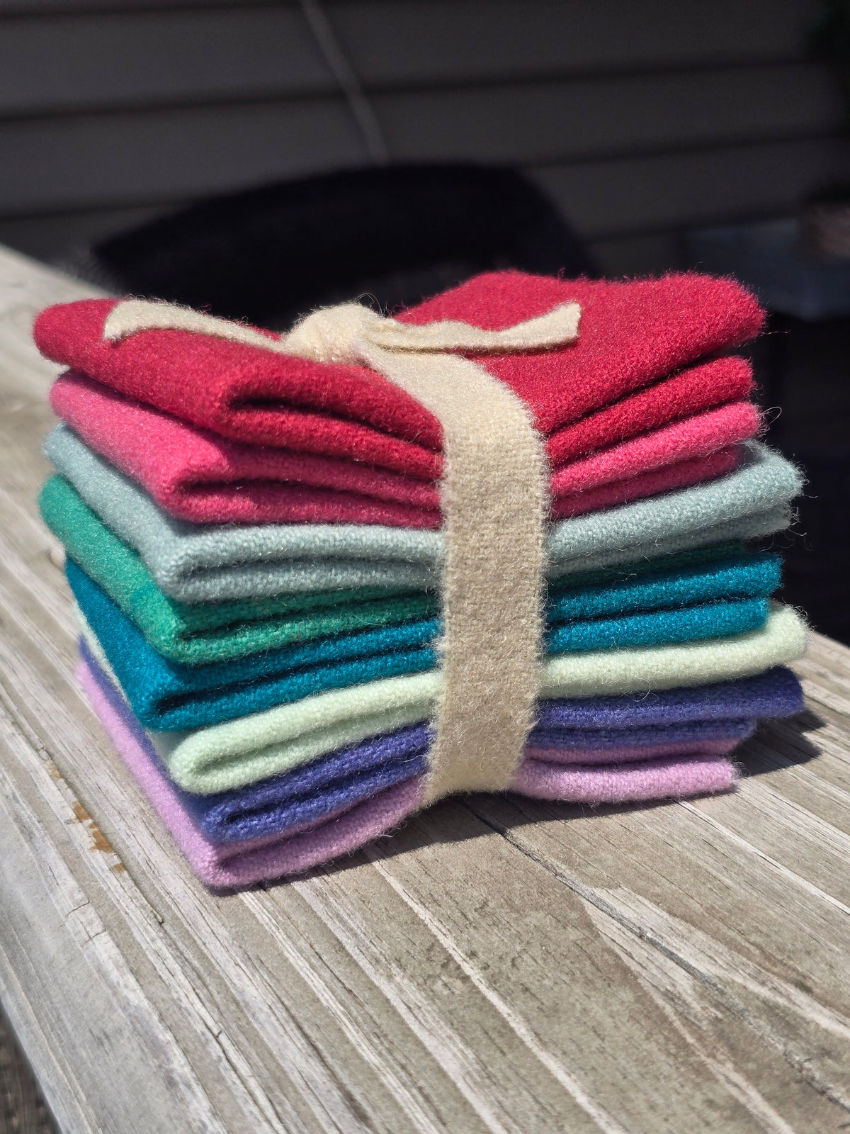 Petals and Blooms - Hand Dyed Wool Bundle - 8 Fat 16ths or 8 Fat 32nds - Deep Summer - Wool Fabric
