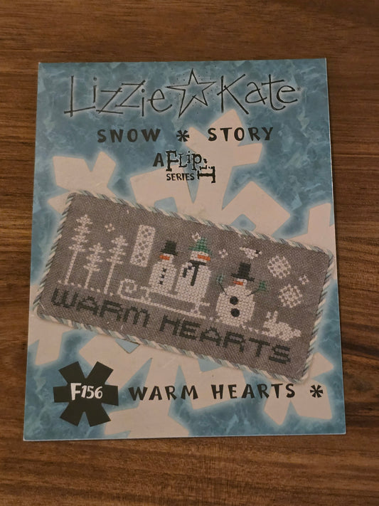 Lizzie Kate - A Flip it Series - Snow Story - Warm Hearts - F156 - Cross Stitch Pattern