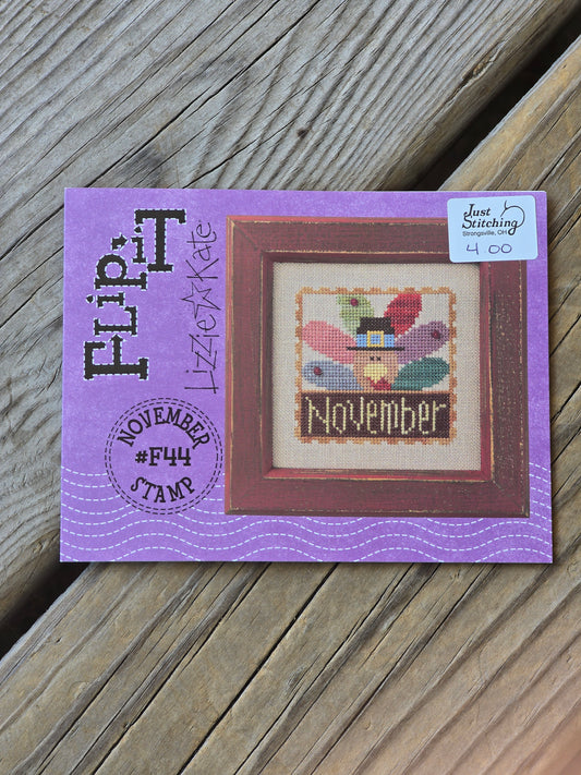 Lizzie Kate - Flip It - November Stamp #F44 - Cross Stitch Pattern