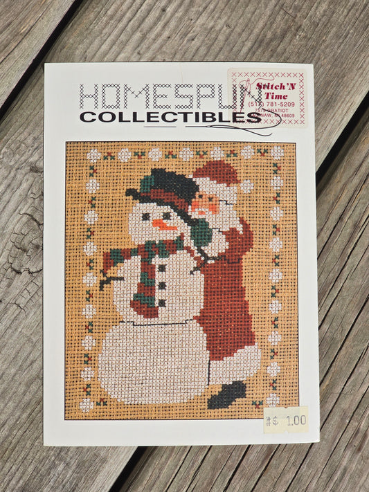 Homespun Collectibles - Santa with Snowman - # 12 - Cross Stitch Pattern