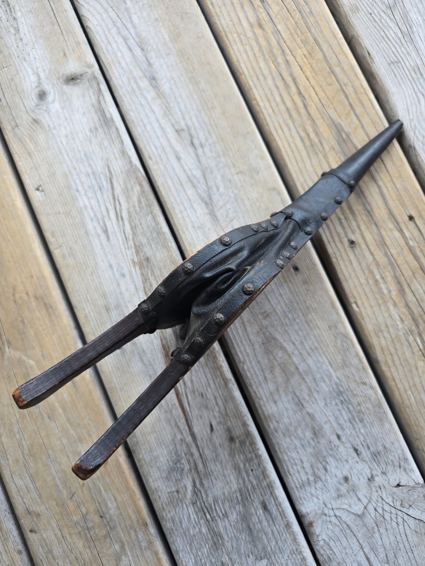 Vintage Fireplace Bellows w/Crest and Black Leather