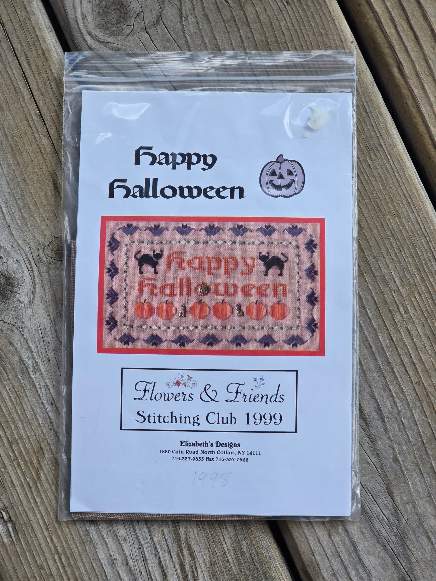 Elizabeth's Designs -Flowers & Friends Stitching Club 1999- Happy Halloween - Cross Stitch Kit