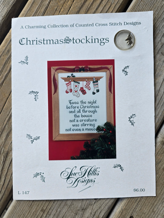 Sue Hillis Designs - Christmas Stockings - Cross Stitch Pattern with Charm