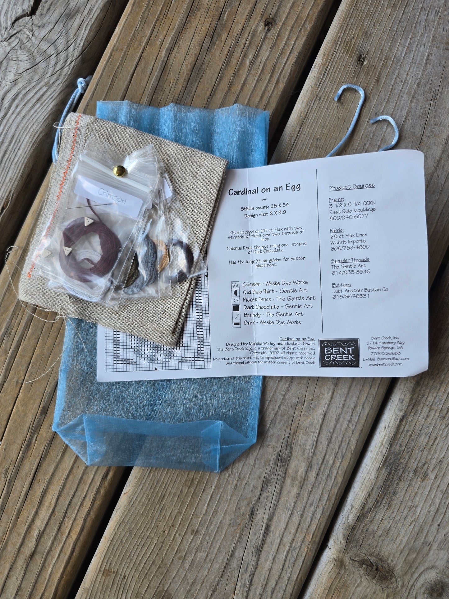 Bent Creek - Cardinal on an Egg - Cross Stitch Kit