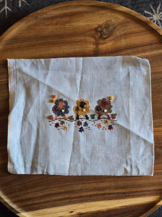 Designer Unknown - Three Sheep - Completed Cross Stitch