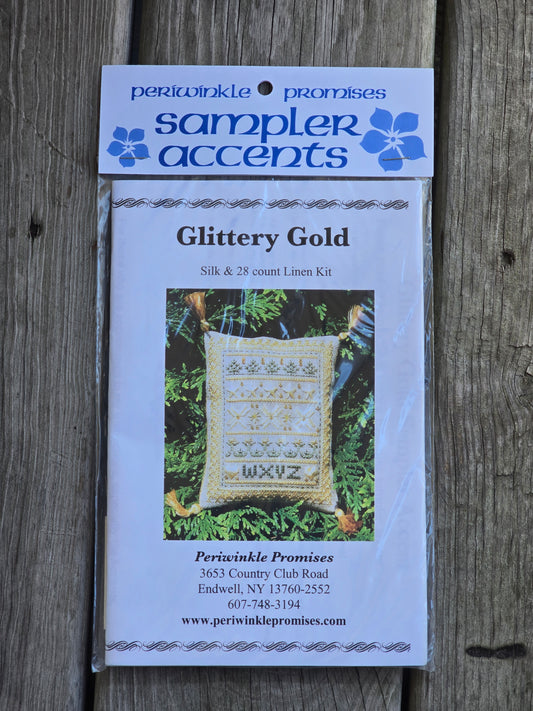 Periwinkle Promises - Glittery Gold - Sampler Accents - Cross Stitch Kit