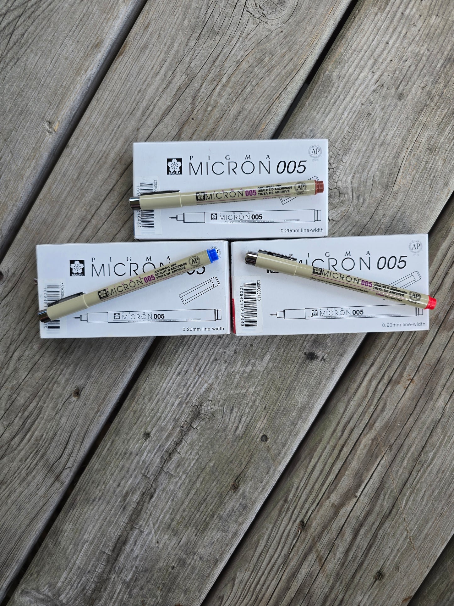 Pigma Micron Pen - 005 - Red, Blue, Brown