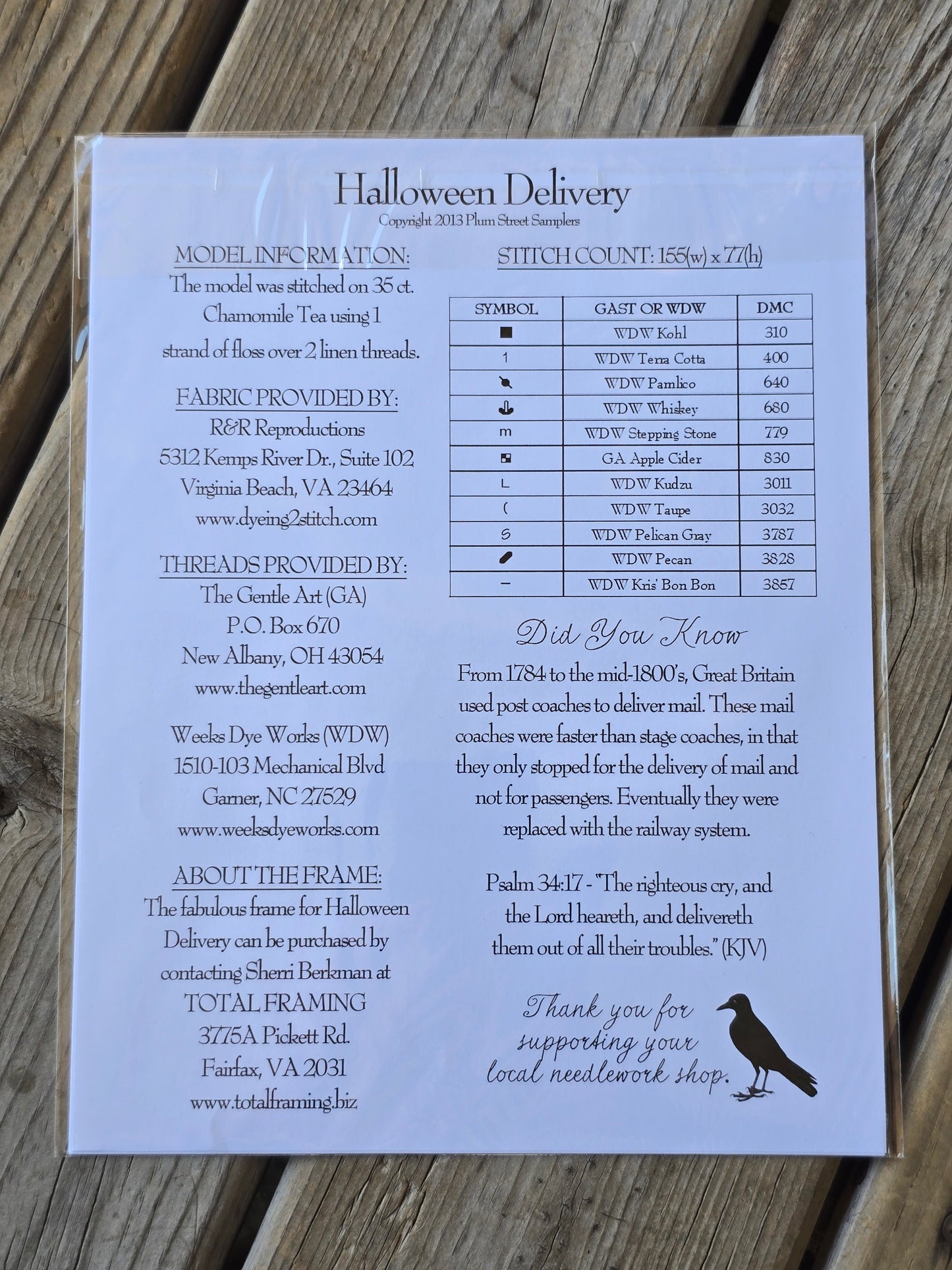 Plum Street Samplers - Halloween Delivery - Cross Stitch Pattern