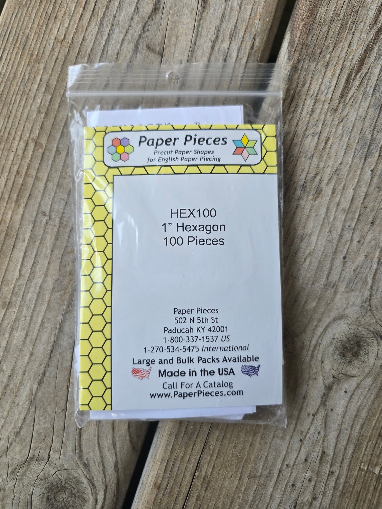 Paper Pieces - 1" Hexagon - 100 Pieces