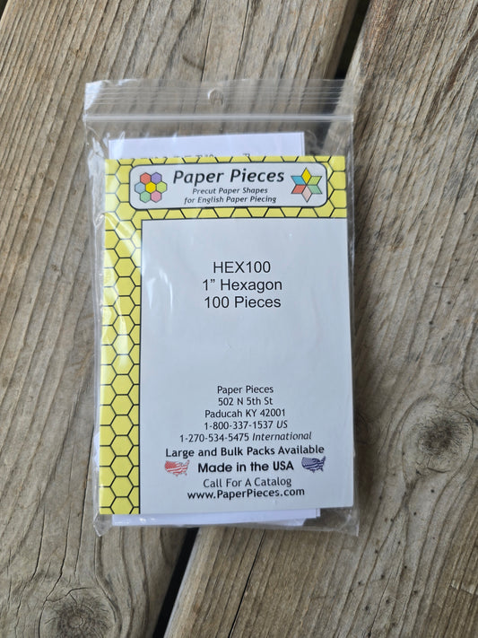 Paper Pieces - 1" Hexagon - 100 Pieces
