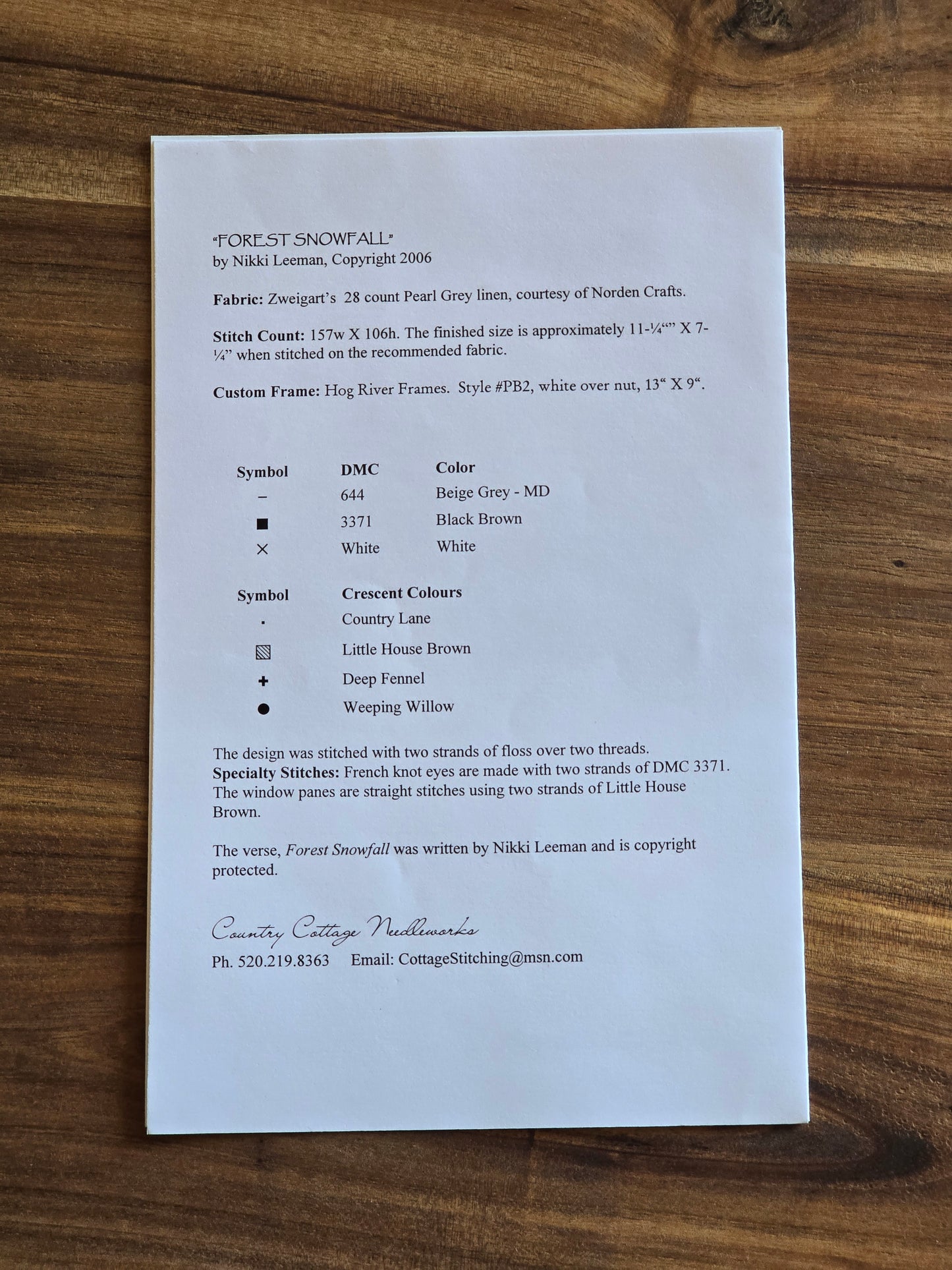 Country Cottage Needleworks - Forest Snowfall - No. 12 - Cross Stitch Pattern
