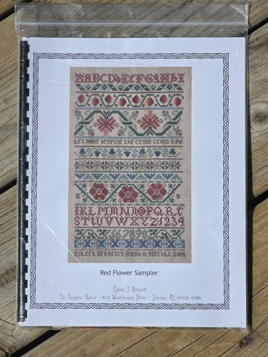 The Sampler House - Red Flower Sampler - Cross Stitch Kit