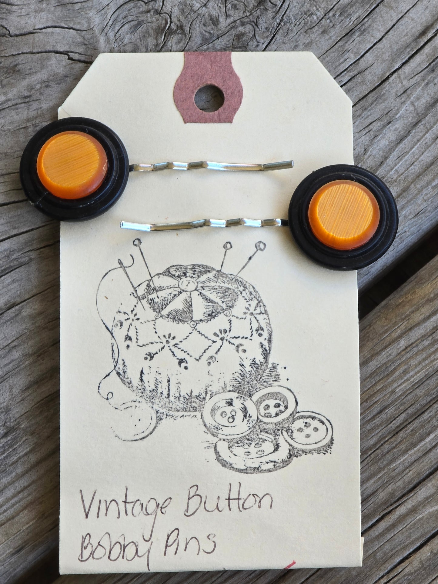 Vintage Button Bobby pins