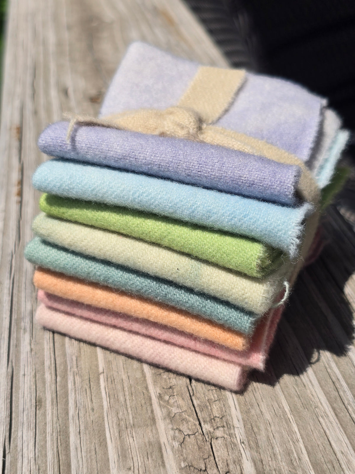 Petals and Blooms - Hand Dyed Wool Bundle - 8 Fat 16ths or 8 Fat 32nds - Little Box of Crayons Pastels - Wool Fabric