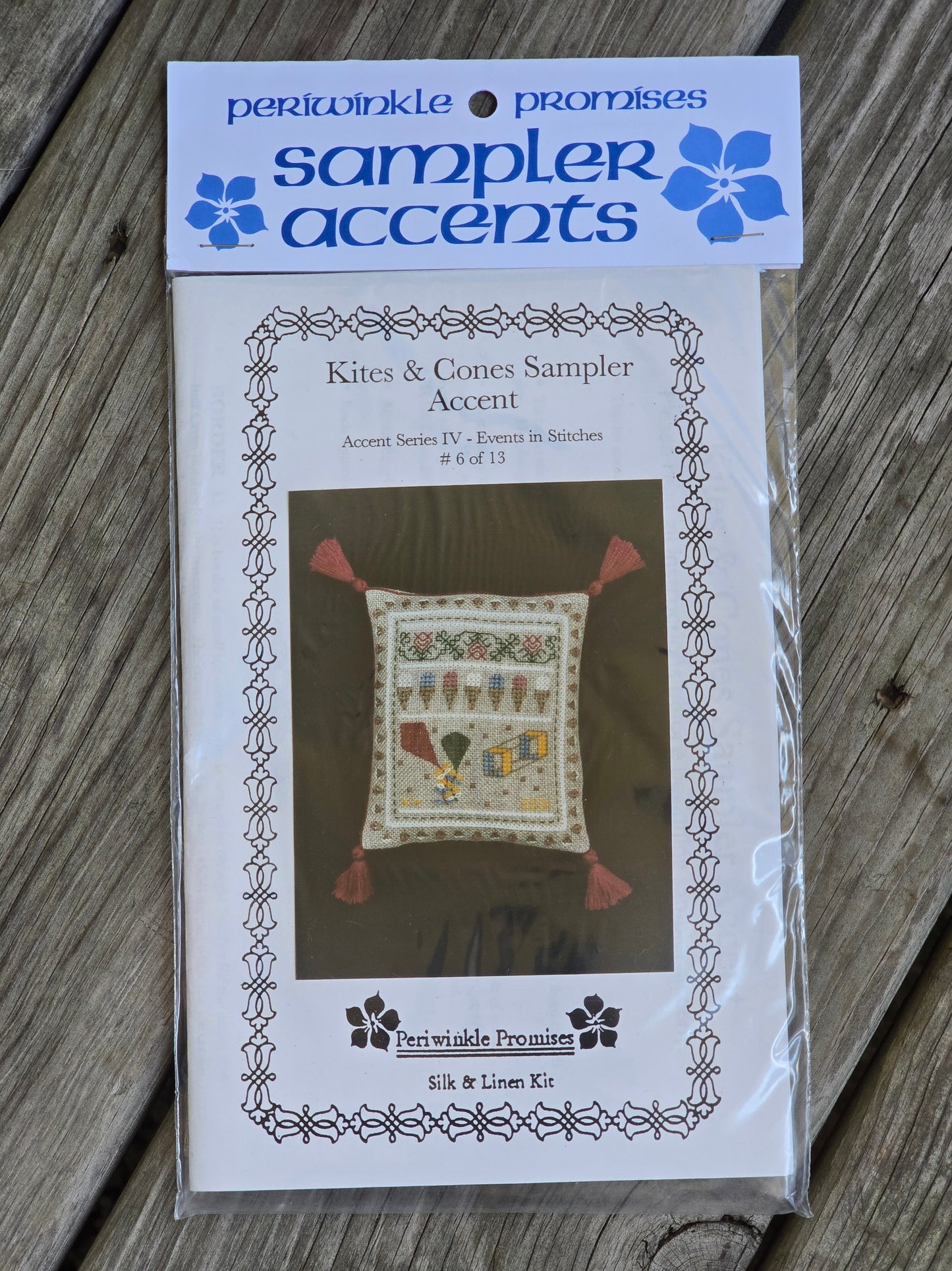 Periwinkle Promises - Kites & Cones Sampler Accent - Sampler Accents - Cross Stitch Kit