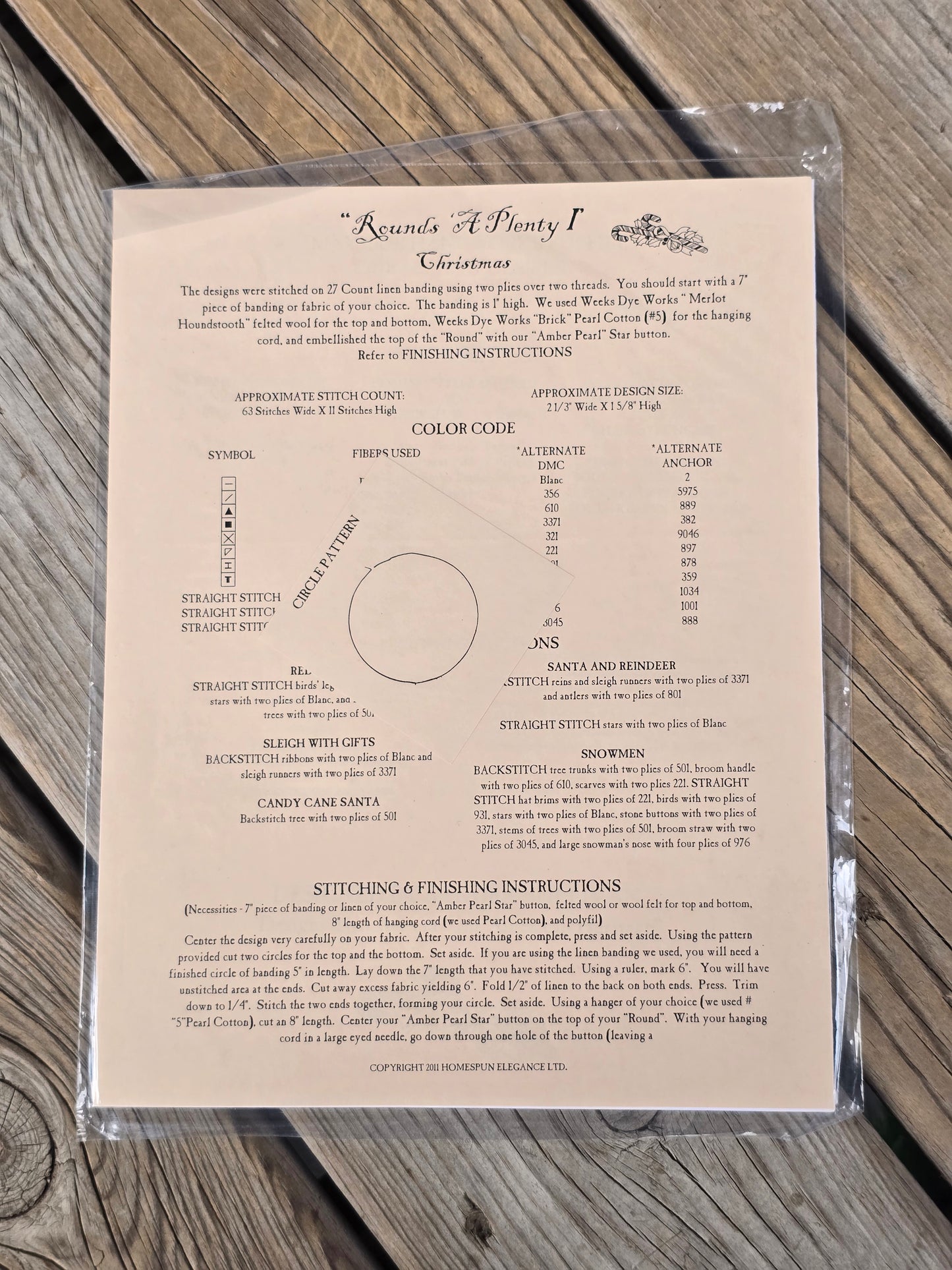 Homespun Elegance - Merry Noel Collection - Rounds 'A Plenty I Christmas - Cross Stitch Pattern