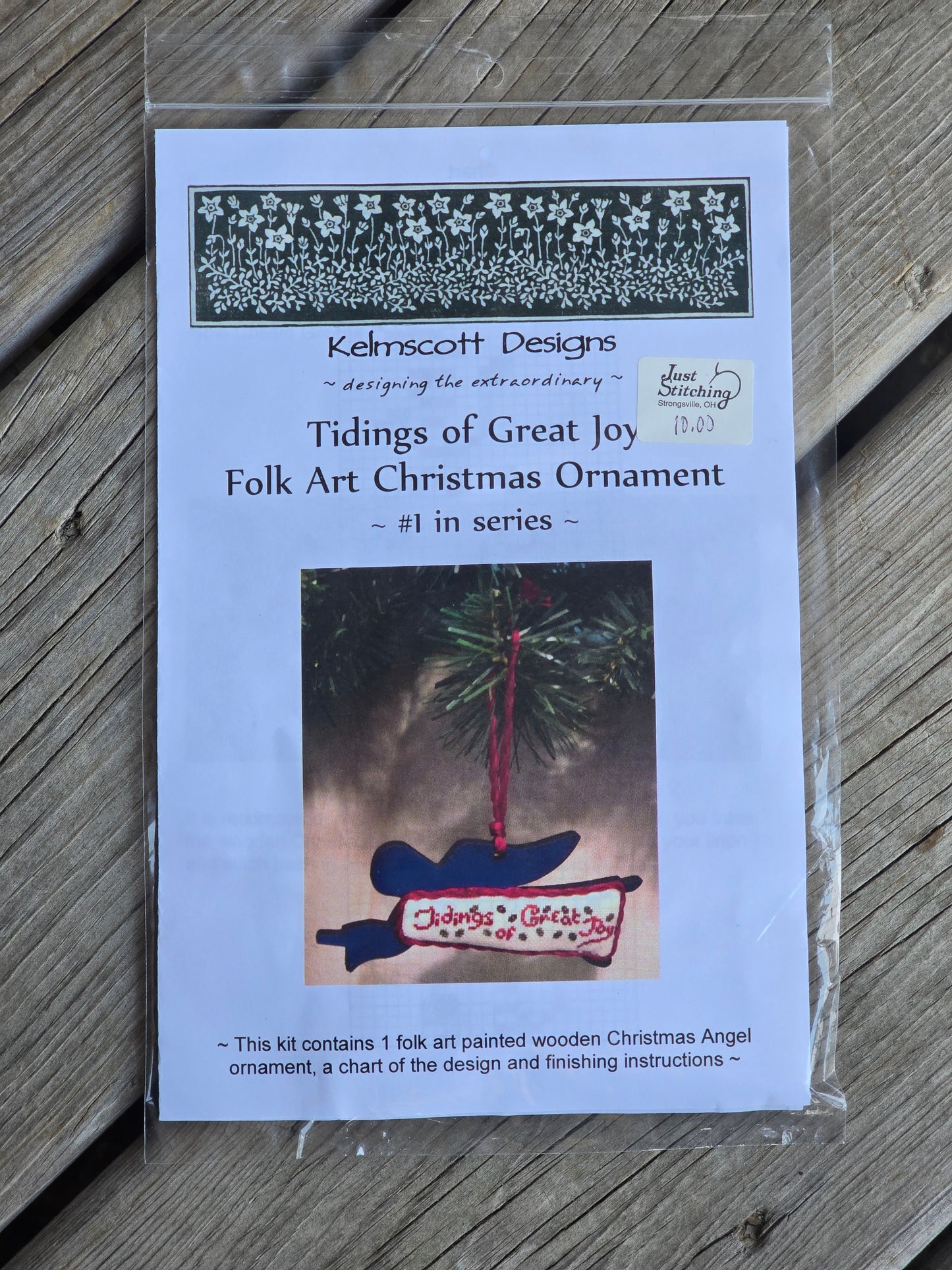 Kelmscott Designs - Tidings of Great Joy - Folk Art Christmas Ornament - #1 in Series - Cross Stitch Pattern
