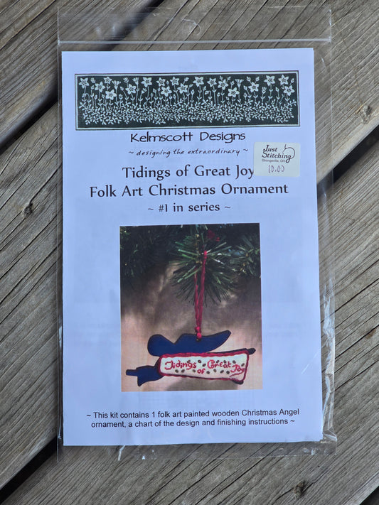 Kelmscott Designs - Tidings of Great Joy - Folk Art Christmas Ornament - #1 in Series - Cross Stitch Pattern