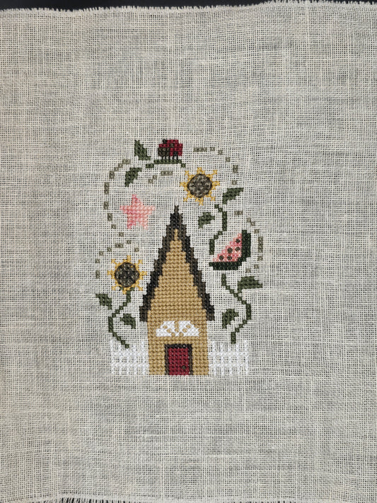 Bent Creek - Summer House Zipper - Completed Cross Stitch