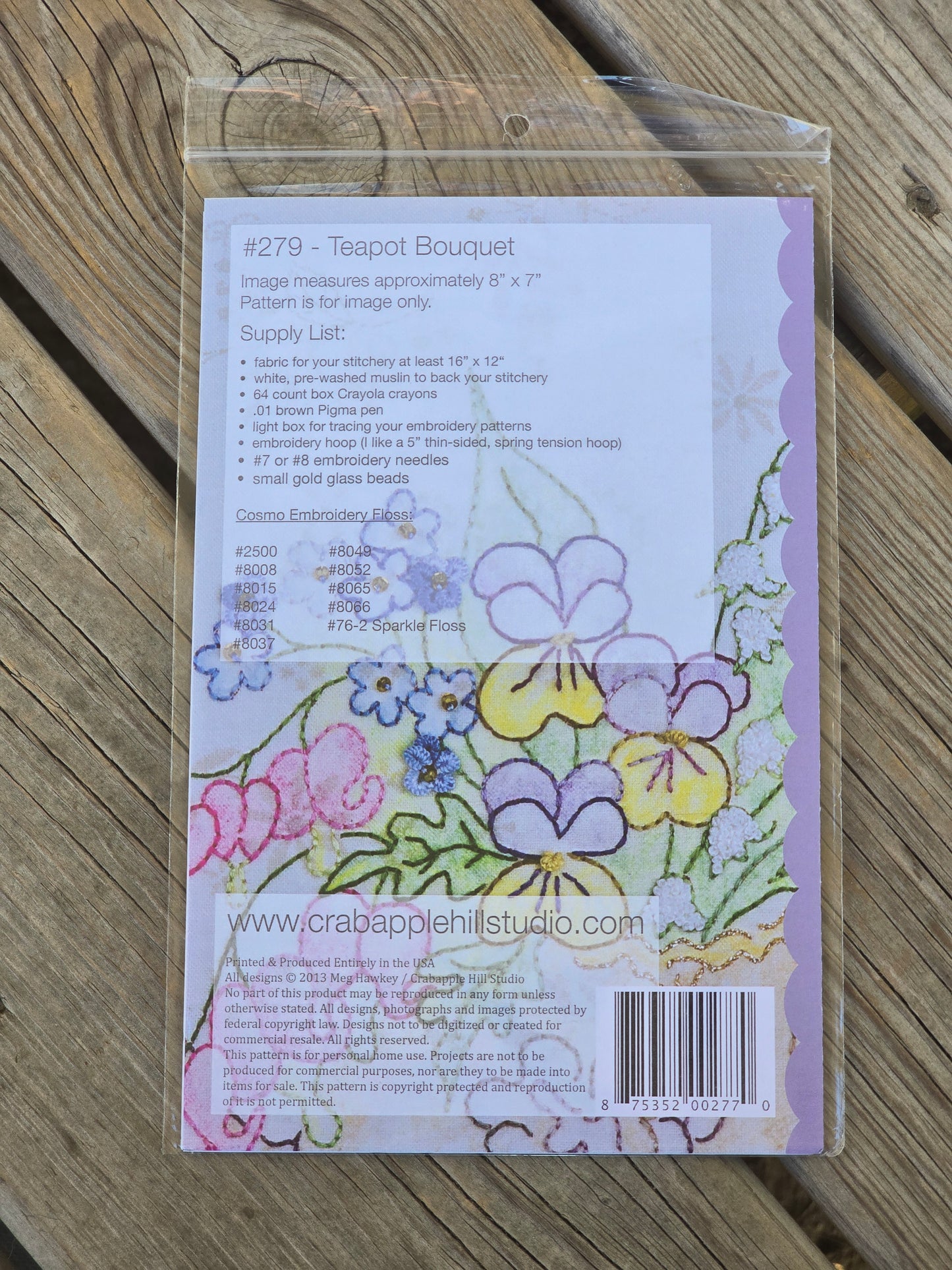 Crab-apple Hill - Teapot Bouquet - Embroidery Pattern