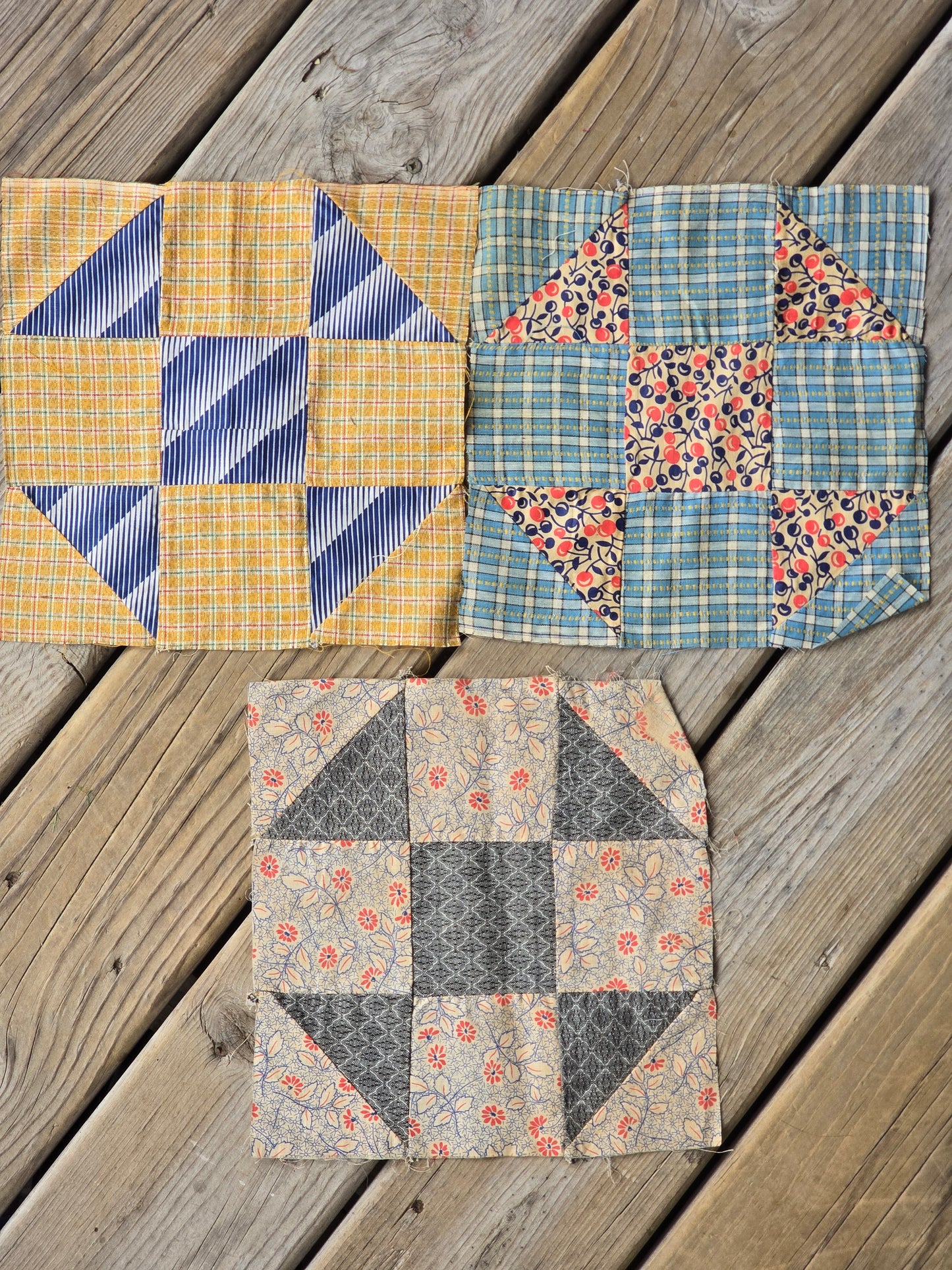 Vintage Shoo Fly Quilt Blocks - Set of 7