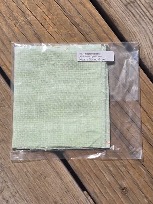 R & R Reproductions - 32 Count Nearly Spring Green - Hand-Dyed Linen