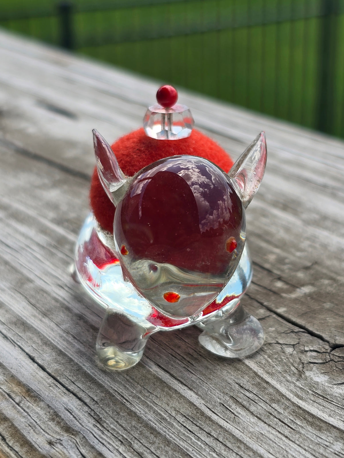 Vintage Glass Rabbit Pincushion - Notions
