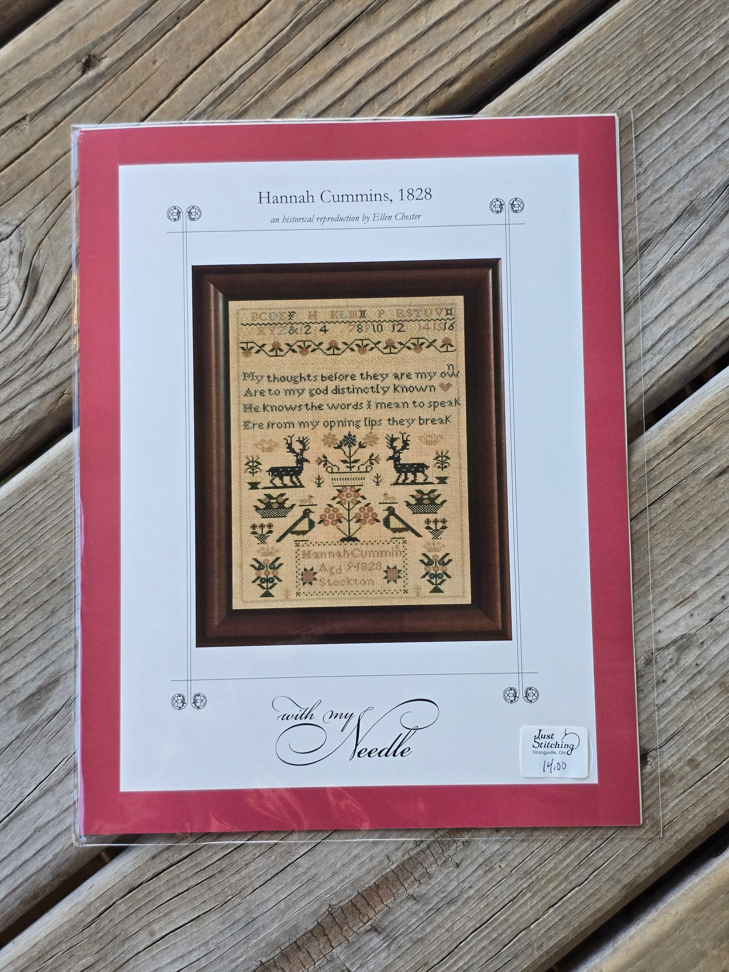 With My Needle - Hannah Cummins, 1828 - Cross Stitch Pattern