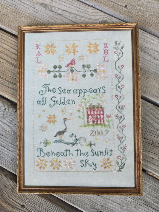 Blackbird Designs - Beneath the Sunlit Sky - Completed Cross Stitch Framed